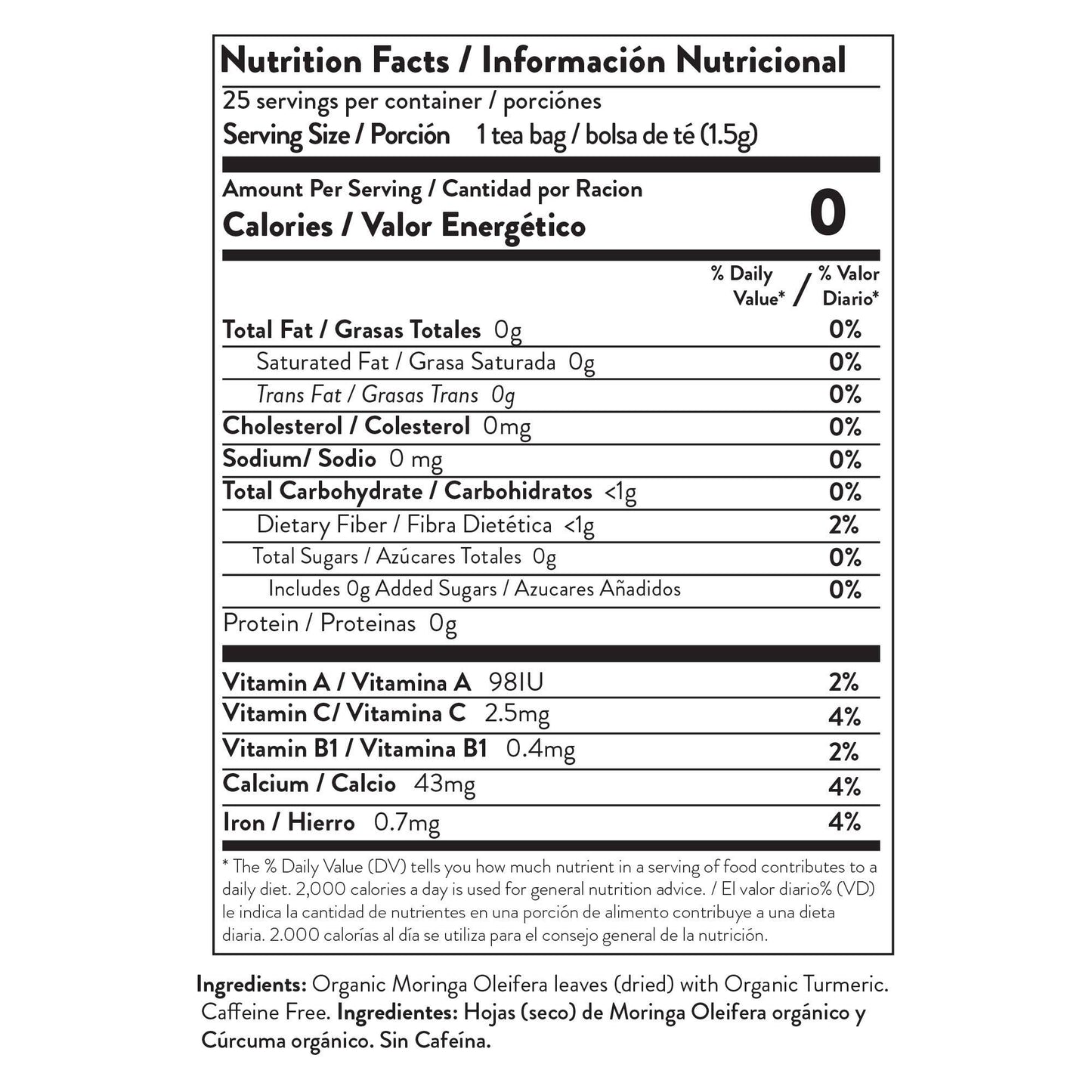 Miracle Tree - Organic Moringa Tea: Turmeric