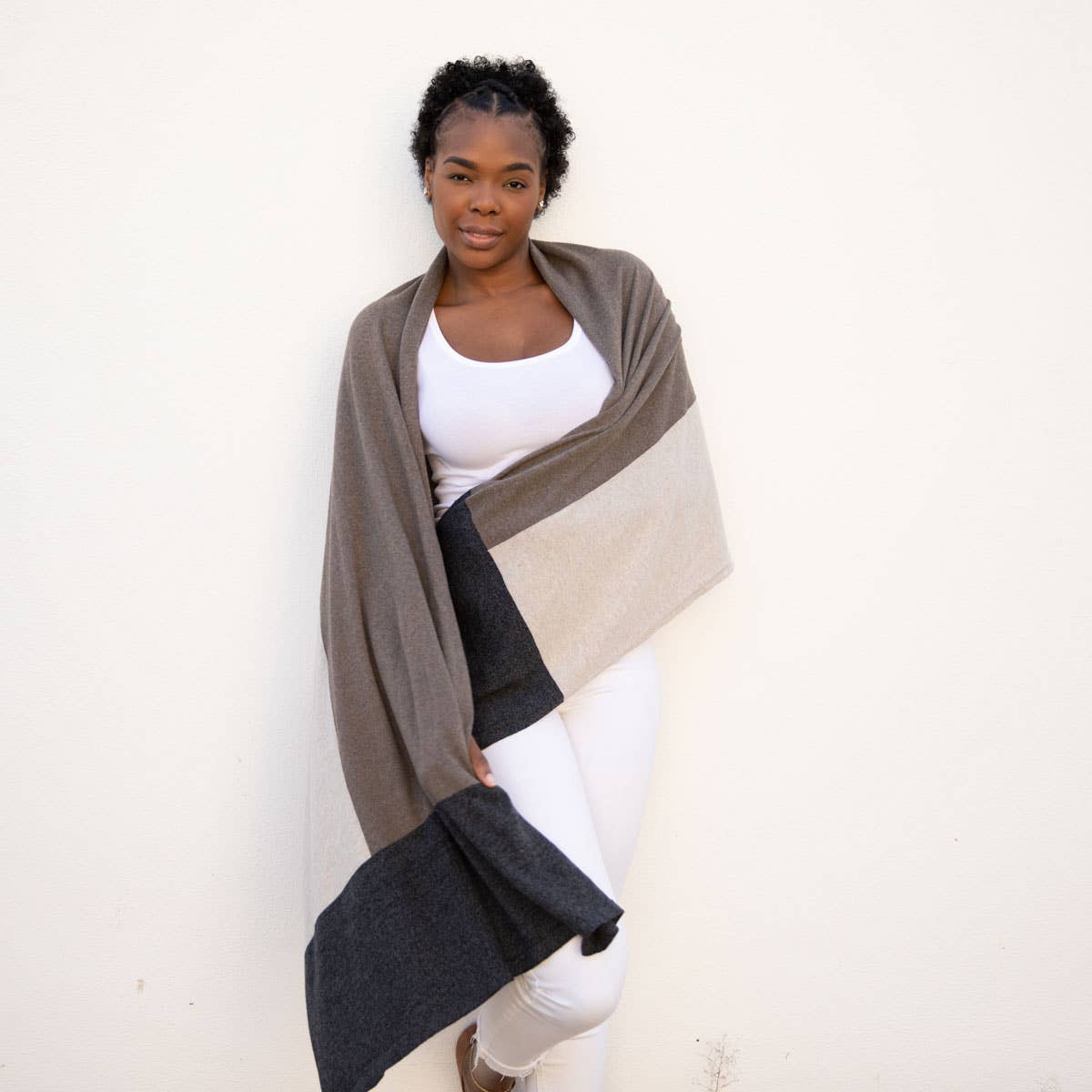 zestt organics - Dreamsoft Organic Cotton Travel Scarf Brownstone Colorblock
