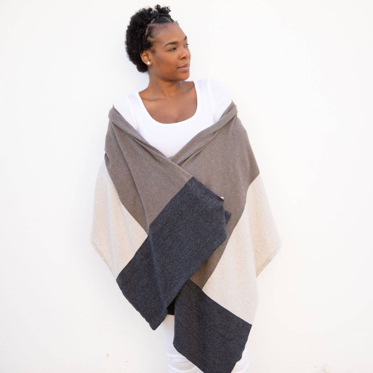 zestt organics - Dreamsoft Organic Cotton Travel Scarf Brownstone Colorblock