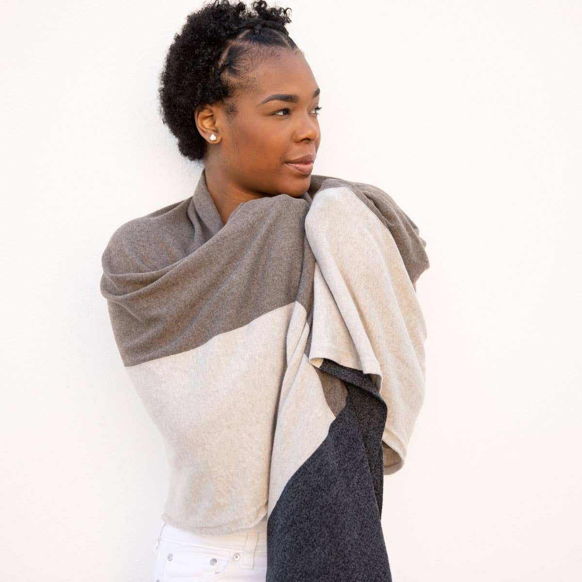 zestt organics - Dreamsoft Organic Cotton Travel Scarf Brownstone Colorblock