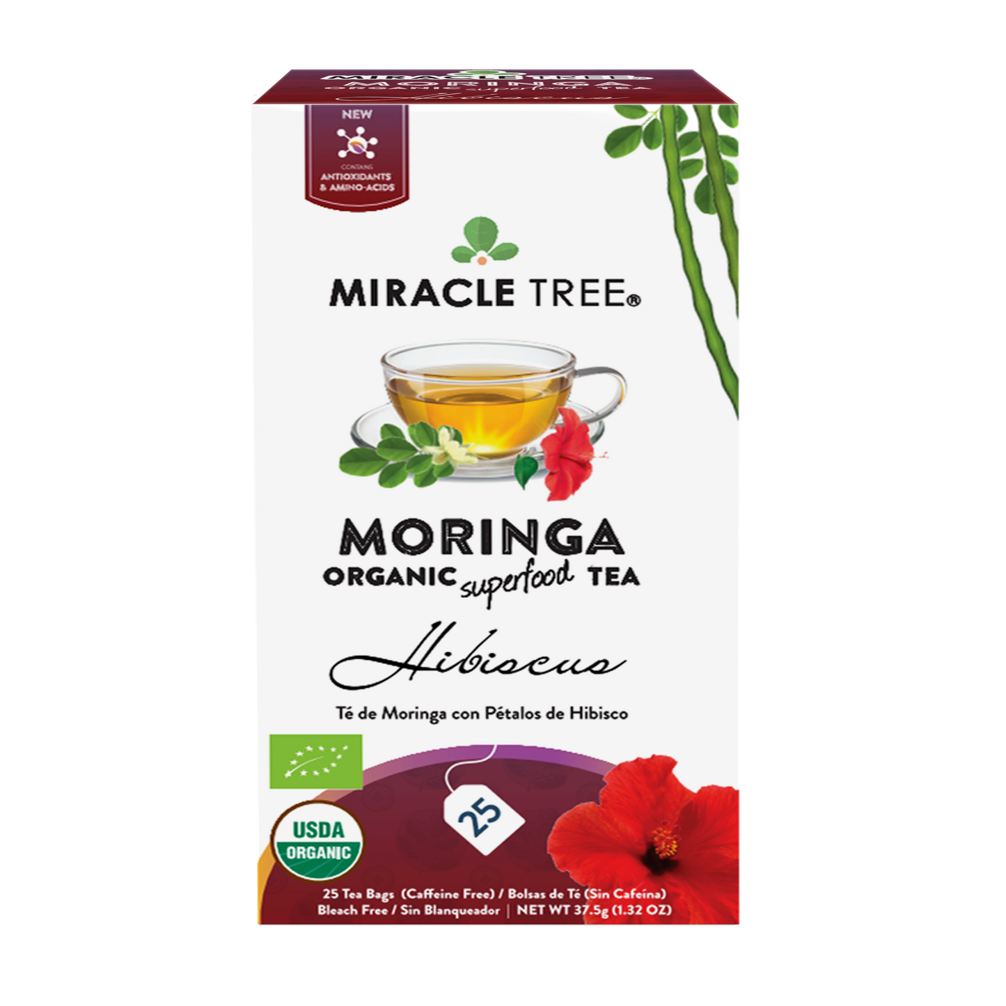 Miracle Tree - Organic Moringa Tea: Hibiscus