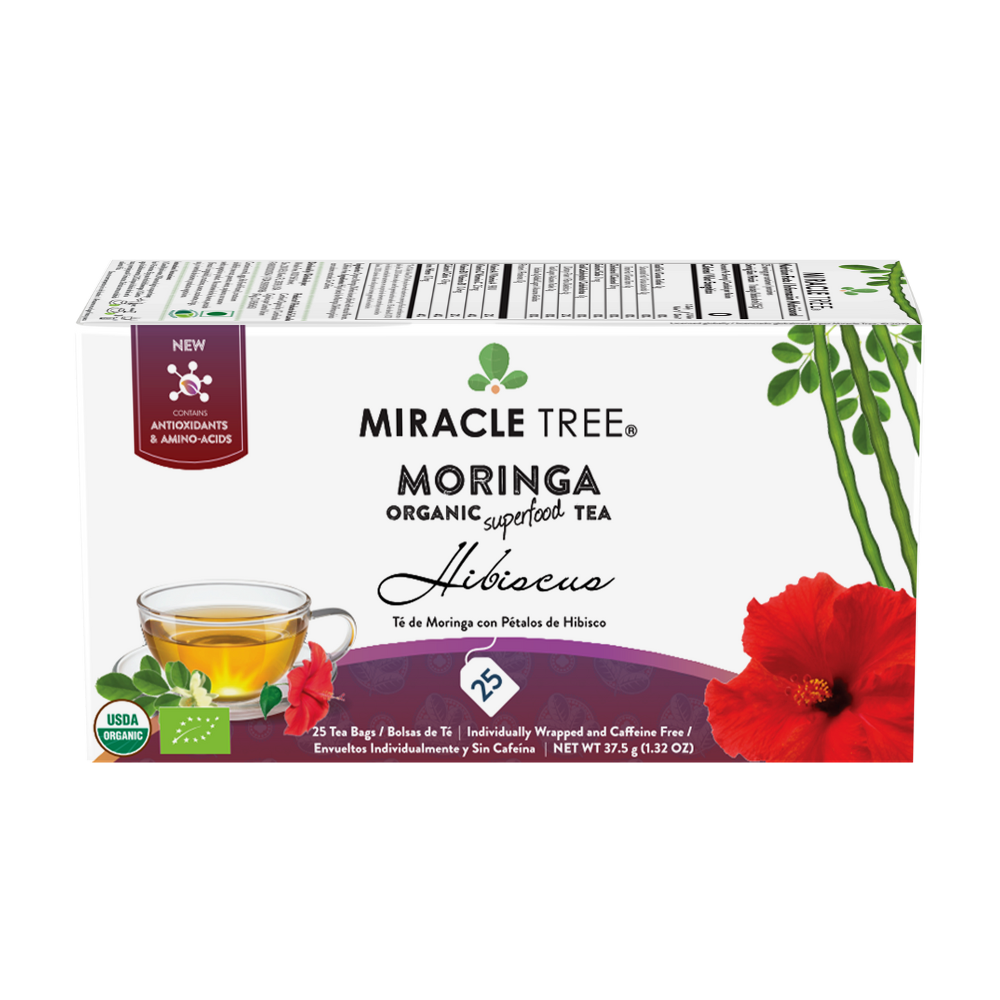 Miracle Tree - Organic Moringa Tea: Hibiscus