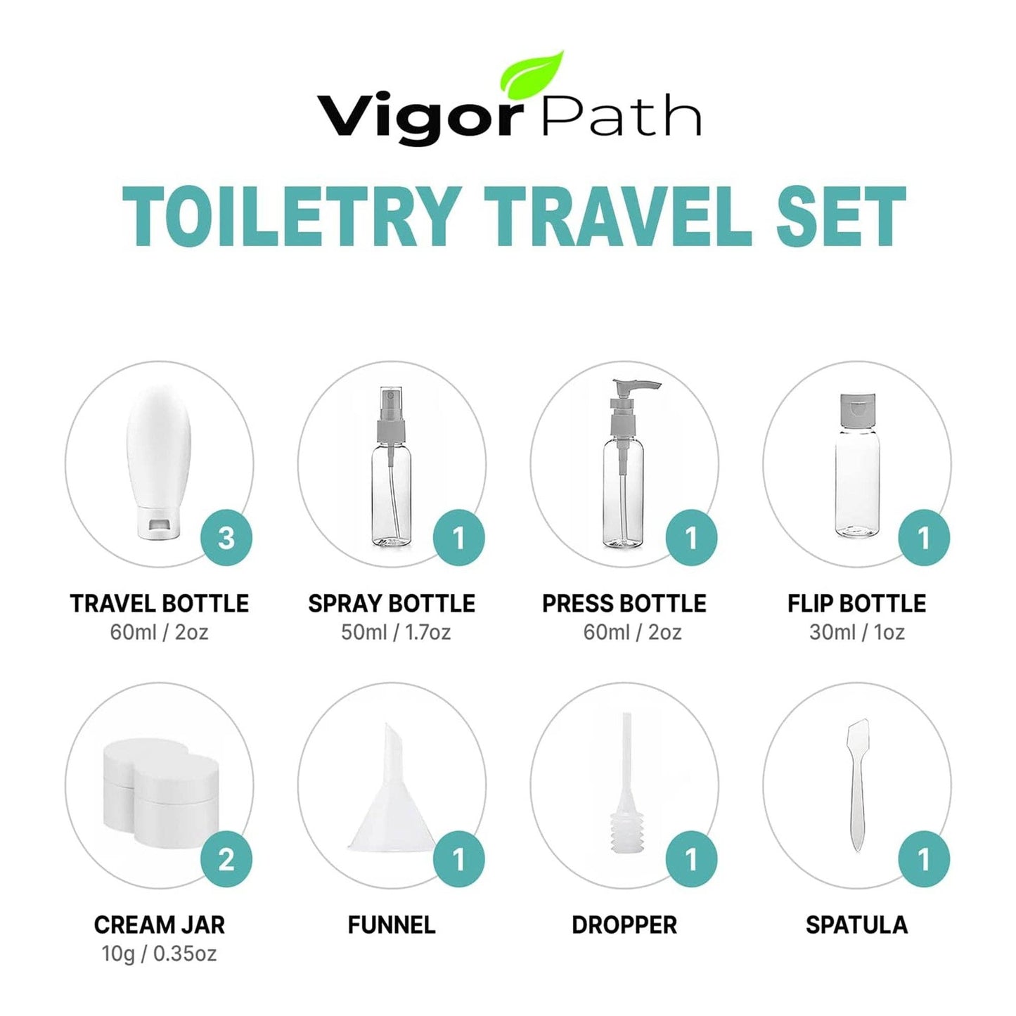 Travel Bottle Set for Toiletries - 11 Piece -  Multicolor2