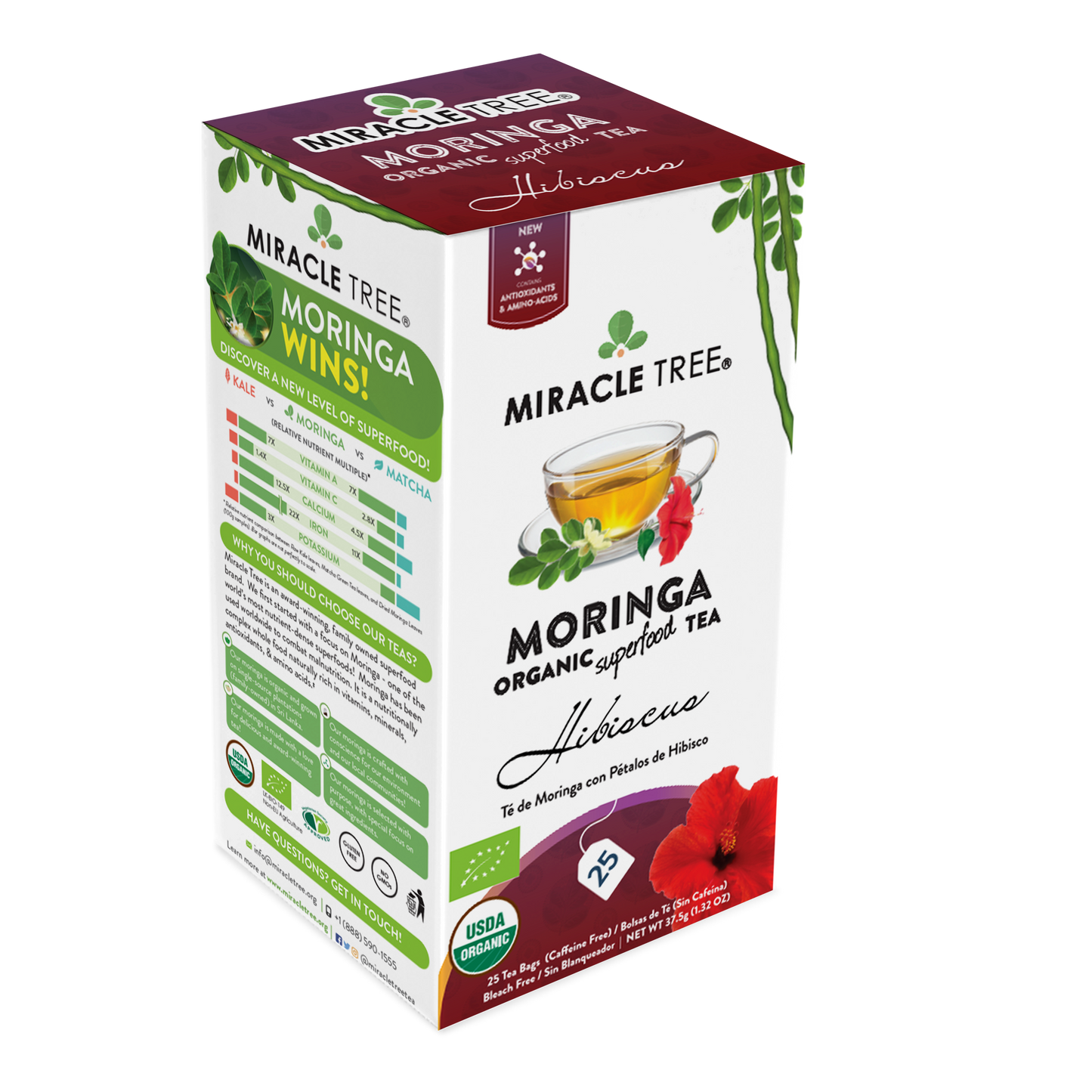 Miracle Tree - Organic Moringa Tea: Hibiscus
