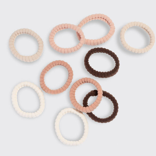 Recycled Fabric Ribbed Hair Elastics 10pc Set - Blush