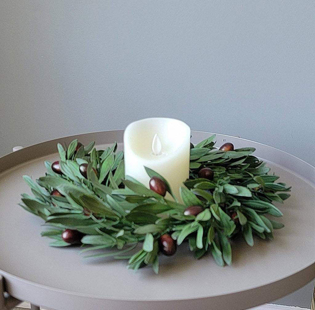 ES Essentials - Artificial 6" Olive Candle Ring Wreath