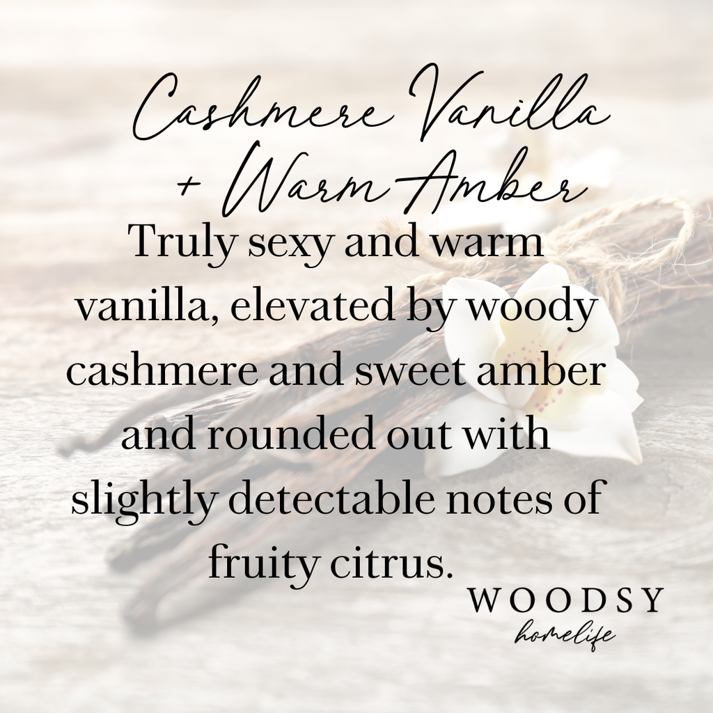 Woodsy Homelife - Cashmere Vanilla & Warm Amber-14oz Candle |Brass Brilliance