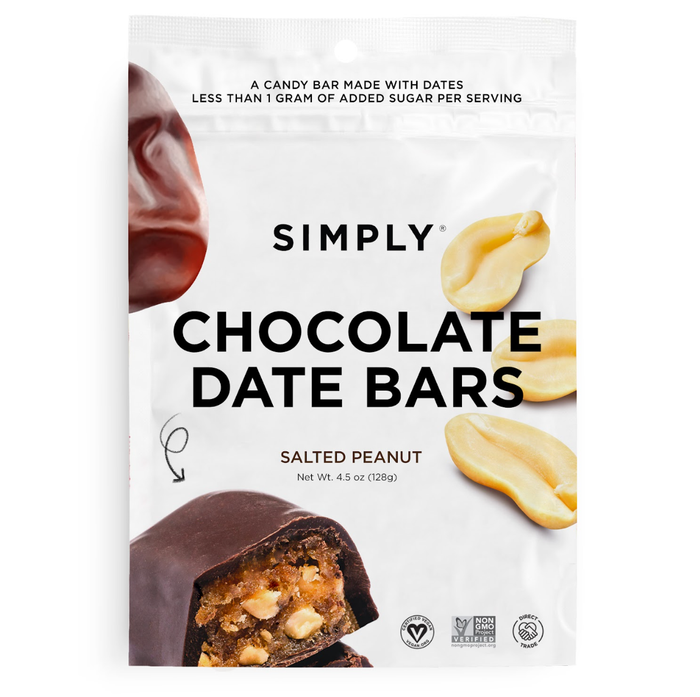 Simply Gum - Chocolate Date Bars - Salted Peanut (4.5 oz Bags)