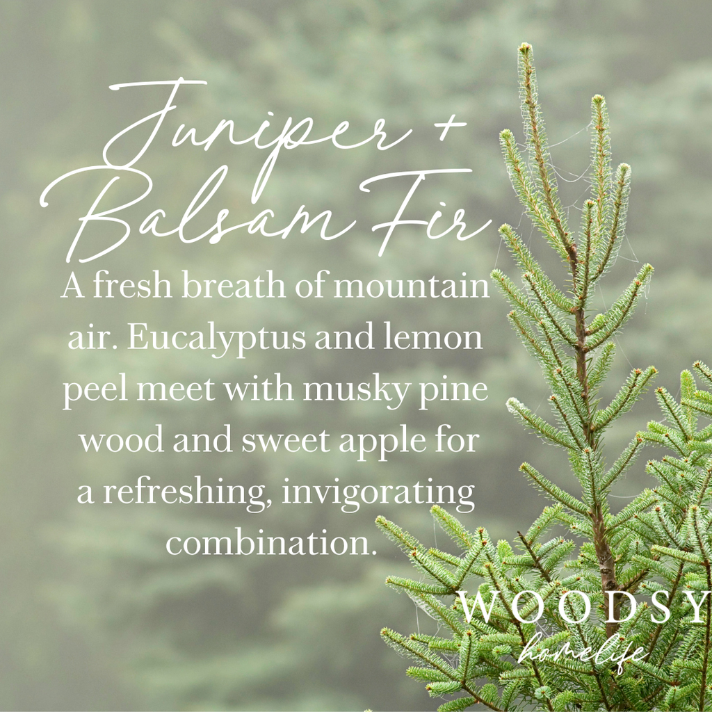 Woodsy Homelife - Juniper & Balsam Fir | 14oz Wooden Wick Soy Candle
