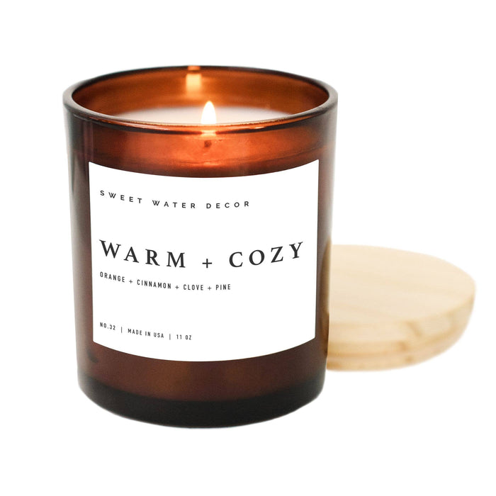 Sweet Water Decor - Warm and Cozy Soy Candle | 11 oz Amber Jar Candle